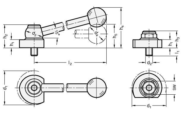 Edelstahl Spiralexzenter GN 918.5 Skizze