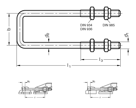 Square U Bolts Steel GN 951.2 sketch