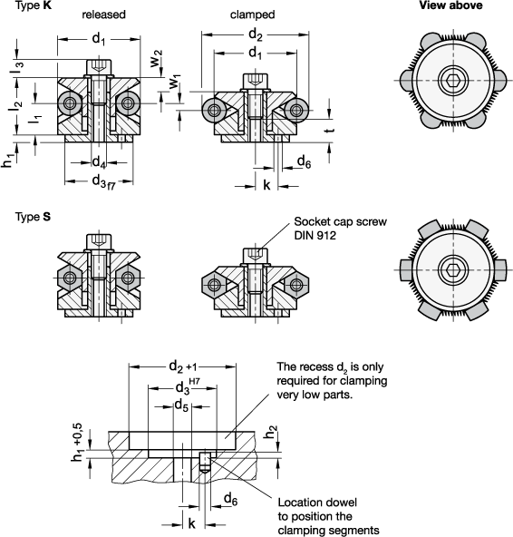 Centering Bore Clamps GN 411.2 sketch