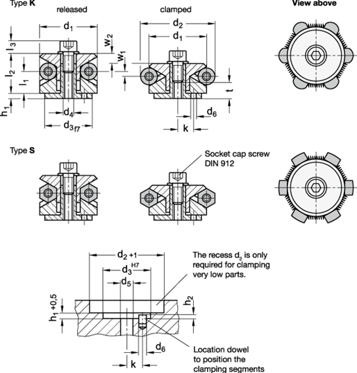 Centering Bore Clamps GN 411.2 sketch