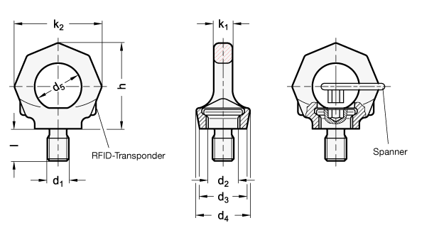 Lifting Eye Bolts Rotating GN 581 sketch