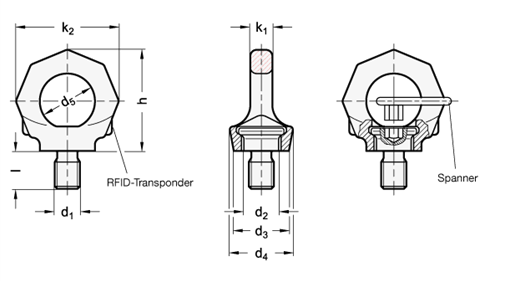 Lifting Eye Bolts Rotating GN 581 sketch