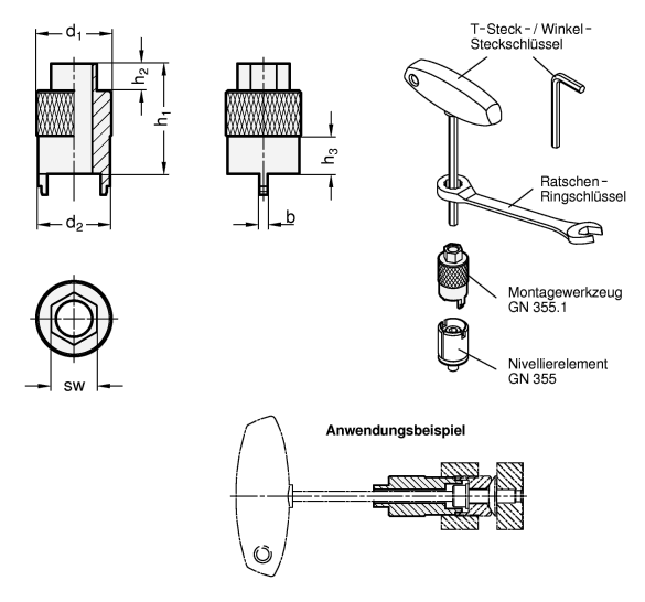 Montagewerkzeuge GN 355.1 Skizze