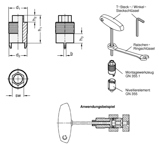 Montagewerkzeuge GN 355.1 Skizze