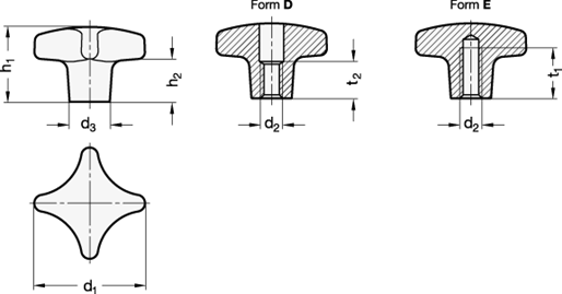 Edelstahl Kreuzgriffe GN 6335 Skizze