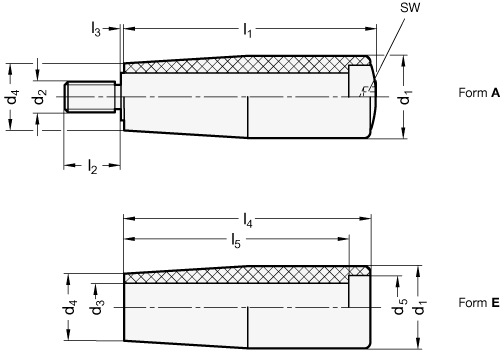 Drehbare Zylindergriffe GN 598.2 Skizze