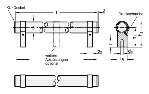 Rohrgriffe Aluminium Zink Druckguss GN 333.3 Skizze
