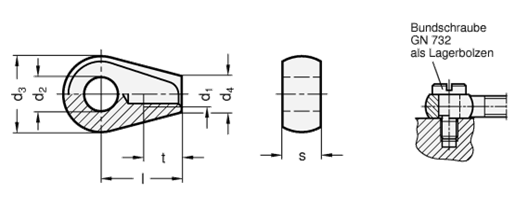 Augenmuttern Stahl  brueniert GN 444.2 Skizze