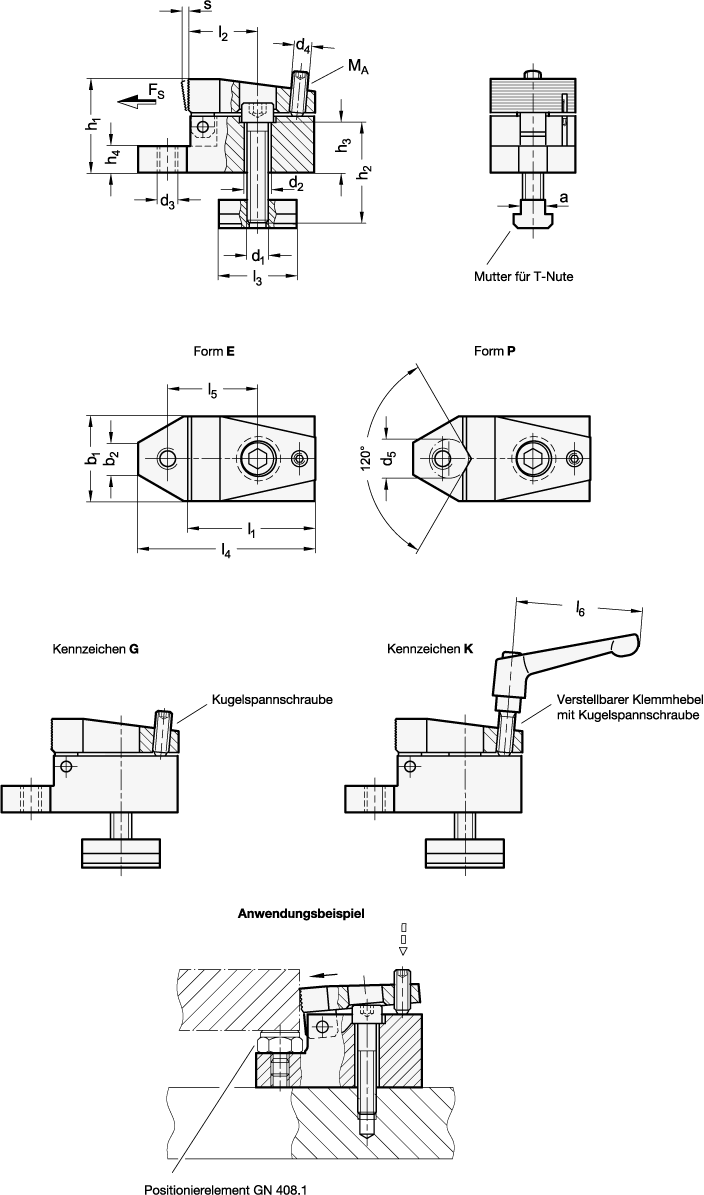 Niederzugspanner GN 9190.2 Skizze