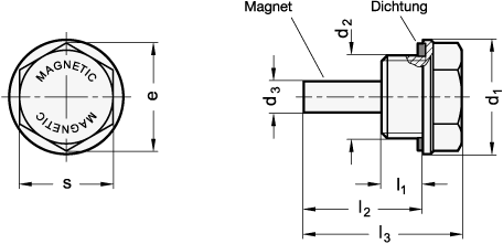 Edelstahl Magnetstopfen GN 738.5 Skizze