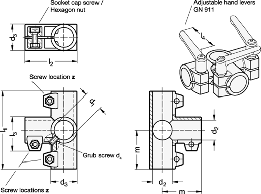 Angle Connector Clamps GN 198 sketch