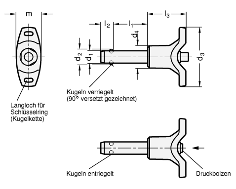 Edelstahl Kugelsperrbolzen GN 113.7 Skizze