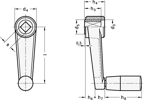 Cranked Handles with square GN 570.1 sketch