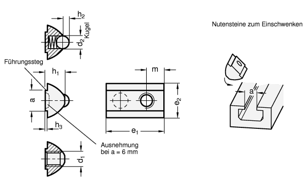 Muttern fuer T Nuten GN 506 Skizze