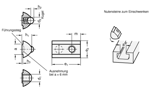 Muttern fuer T Nuten GN 506 Skizze