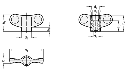 Fluegelmuttern ohne Abdeckkappe GN 634.1 Skizze