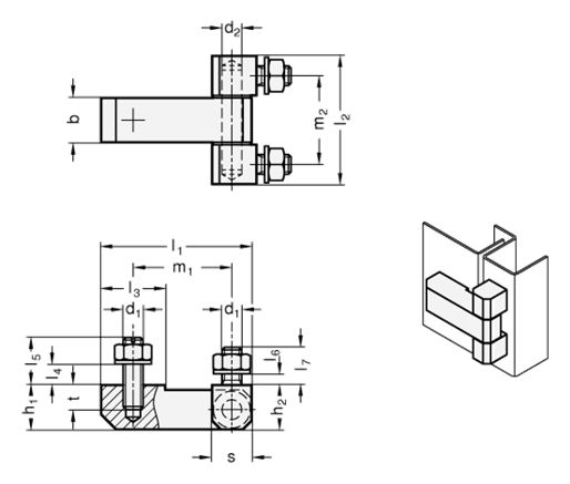 Edelstahl Scharniere GN 129.2 Skizze