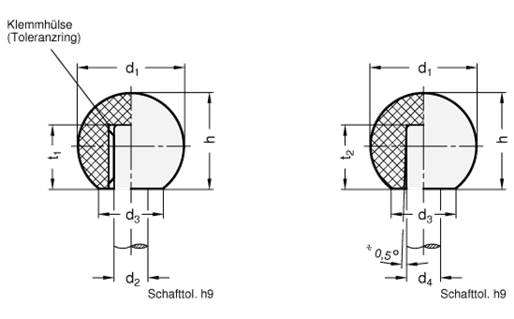 Kugelknoepfe Kunststoff DIN 319 Skizze