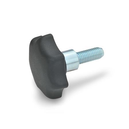 Star Knobs threaded stud steel  zinc plated GN 6336.4