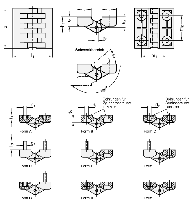 Scharniere GN 151 Skizze