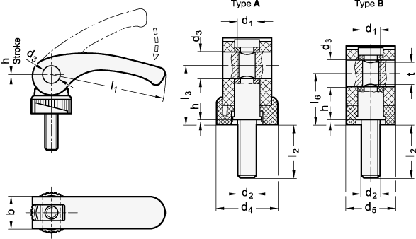 Clamping Levers with Eccentrical Cam GN 926.1 sketch