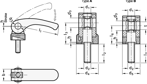 Clamping Levers with Eccentrical Cam GN 926.1 sketch
