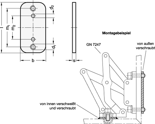 Edelstahl Gewindeplatten GN 7247.4 Skizze