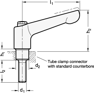 Adjustable Stainless Steel Hand Levers GN 911.3 sketch