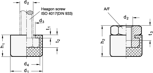 Protective Caps with  without Threaded bush GN 806 sketch