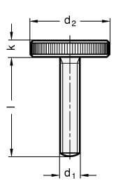 Stainless Steel Flat Knurled Screws matt shot blasted DIN 653 sketch