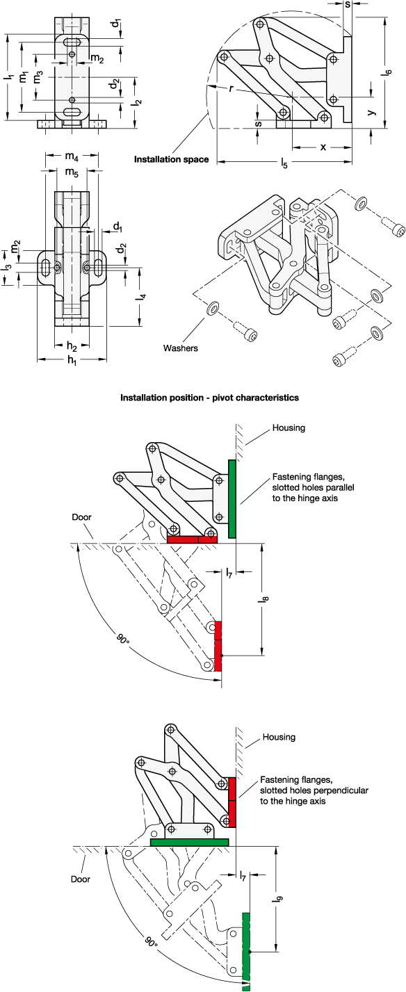 Multiple Joint Hinge GN 7241 sketch
