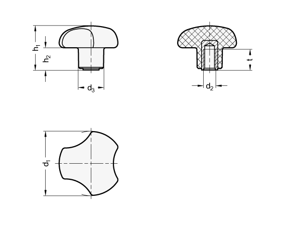 Three Lobed Knobs GN 5342 sketch
