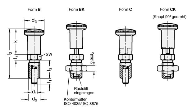 Rastbolzen Stahl  brueniert GN 817.2 Skizze