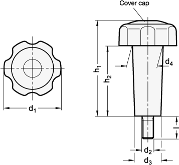 Star Knobs with Threaded Stud threaded stud steel  zinc plated GN 5332 sketch