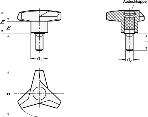 Dreisterngriffschrauben GN 533 Skizze