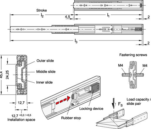 Telescopic Slides GN 1418 sketch
