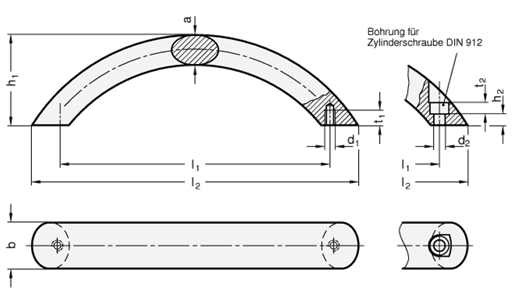 Bogengriffe Montage von der Bedien  oder Rueckseite GN 565.4 Skizze
