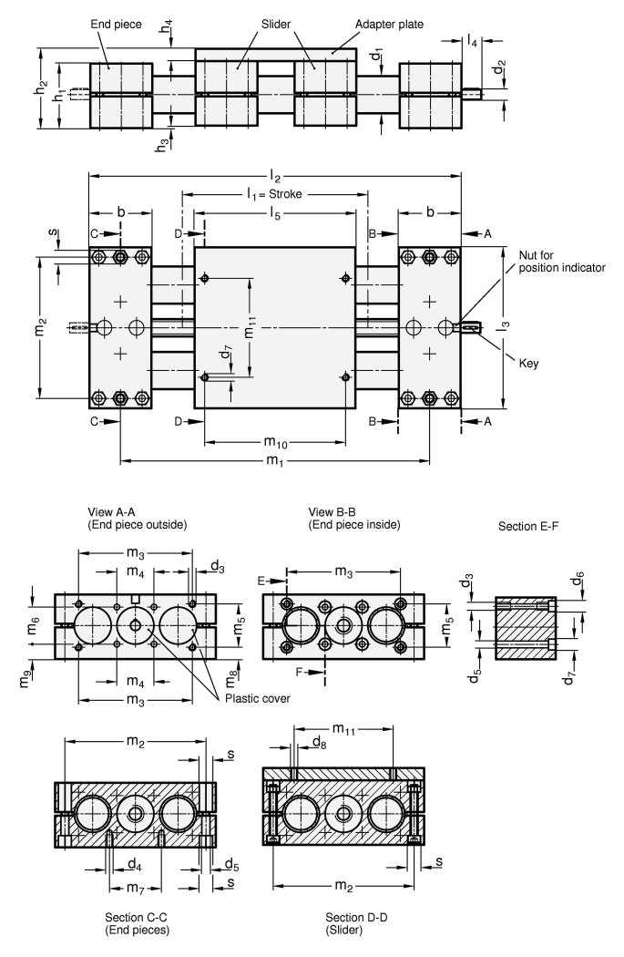 Double Tube Linear Actuators GN 492 sketch