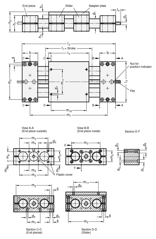 Double Tube Linear Actuators GN 492 sketch