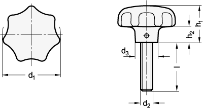 Edelstahl Sterngriffschrauben GN 6336.5 Skizze