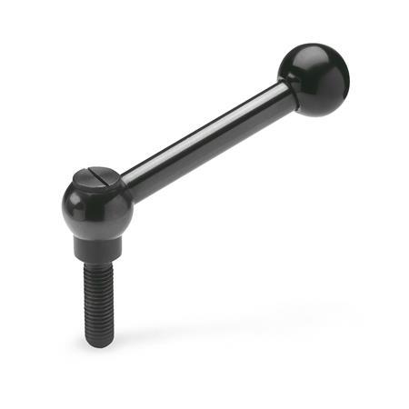 Adjustable Clamping Levers with threaded stud  steel blackened GN 6337.3