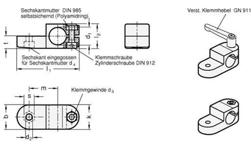 Laschen Klemmverbinder GN 277 Skizze