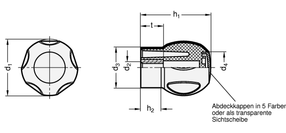 Softline Kugelgriffe Kunststoff  ummantelt mit weichem Elastomer GN 675.1 Skizze