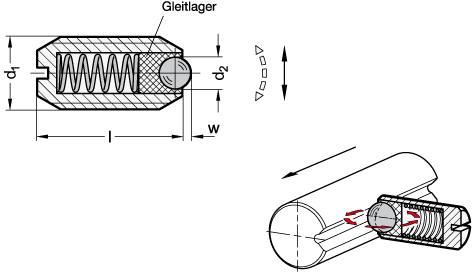 Federnde Edelstahl Druckstuecke GN 615.8 Skizze