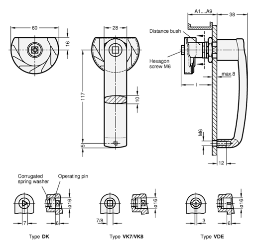 Latches with Cabinet U Handle GN 119.3 sketch