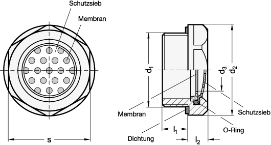 Edelstahl Belueftungs   Entlueftungsmembranen GN 7404 Skizze