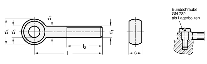 Edelstahl Augenschrauben DIN 444 Skizze