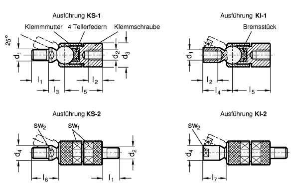 Kugelgelenke GN 782 Skizze