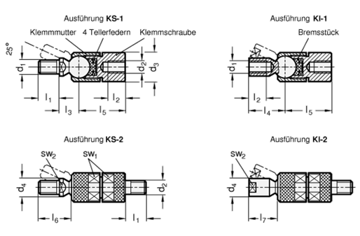 Kugelgelenke GN 782 Skizze