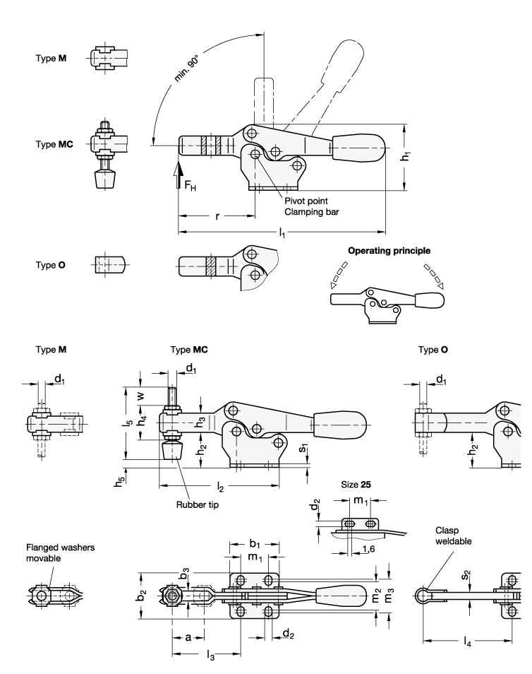 Stainless Steel Toggle Clamps GN 820 sketch